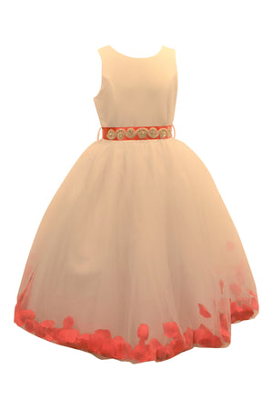 Ashley Dress with Red Petals and Diamond Crusted Ribbon