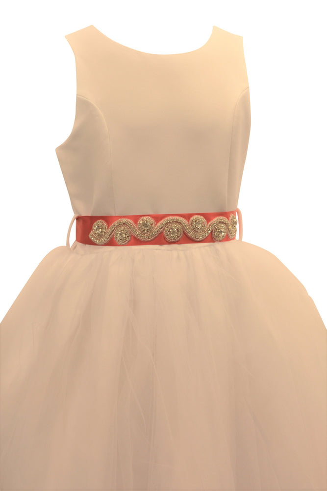 Ashley Dress with Red Petals and Diamond Crusted Ribbon
