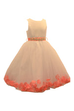Ashley Dress with Coral Petals and Diamond Crusted Ribbon