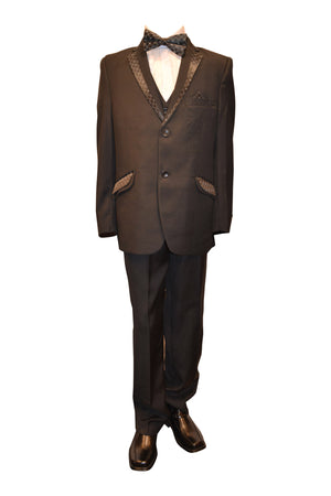 Ronaldo Designer Black Silm 5 pc Tuxedo Suit
