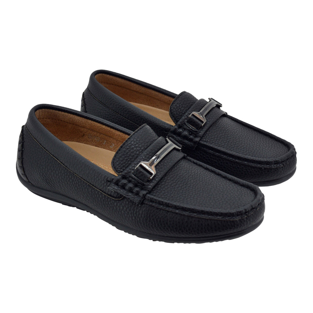 Boys Black H  Loafers