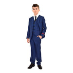 Ronaldo Blue Textured Designer Skinny Grad  5 pc Suit