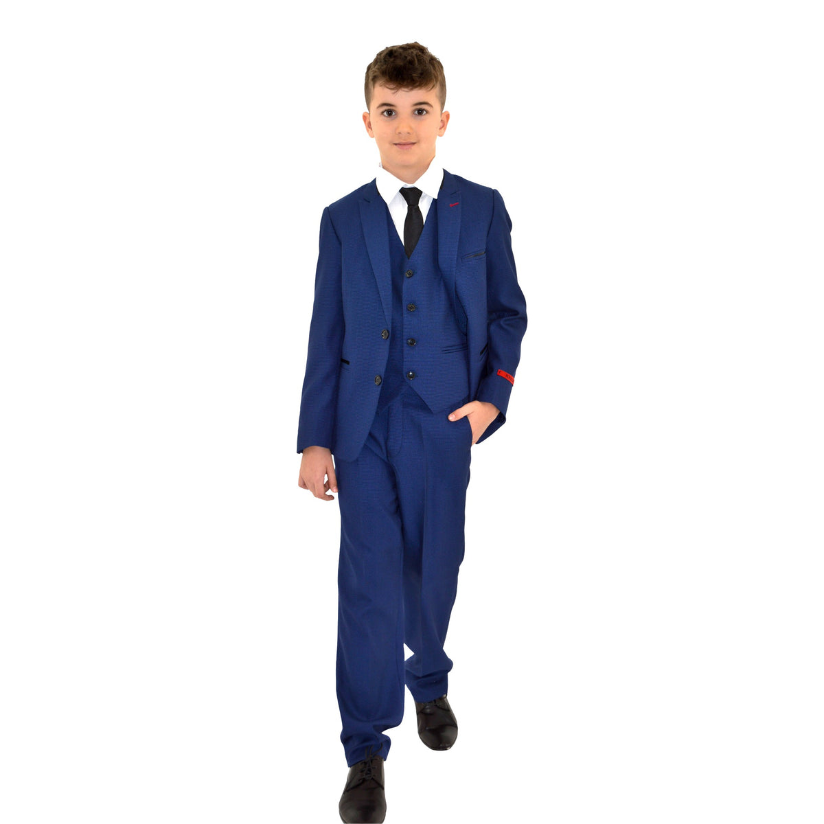 Ronaldo Blue Textured Designer Skinny Grad  5 pc Suit