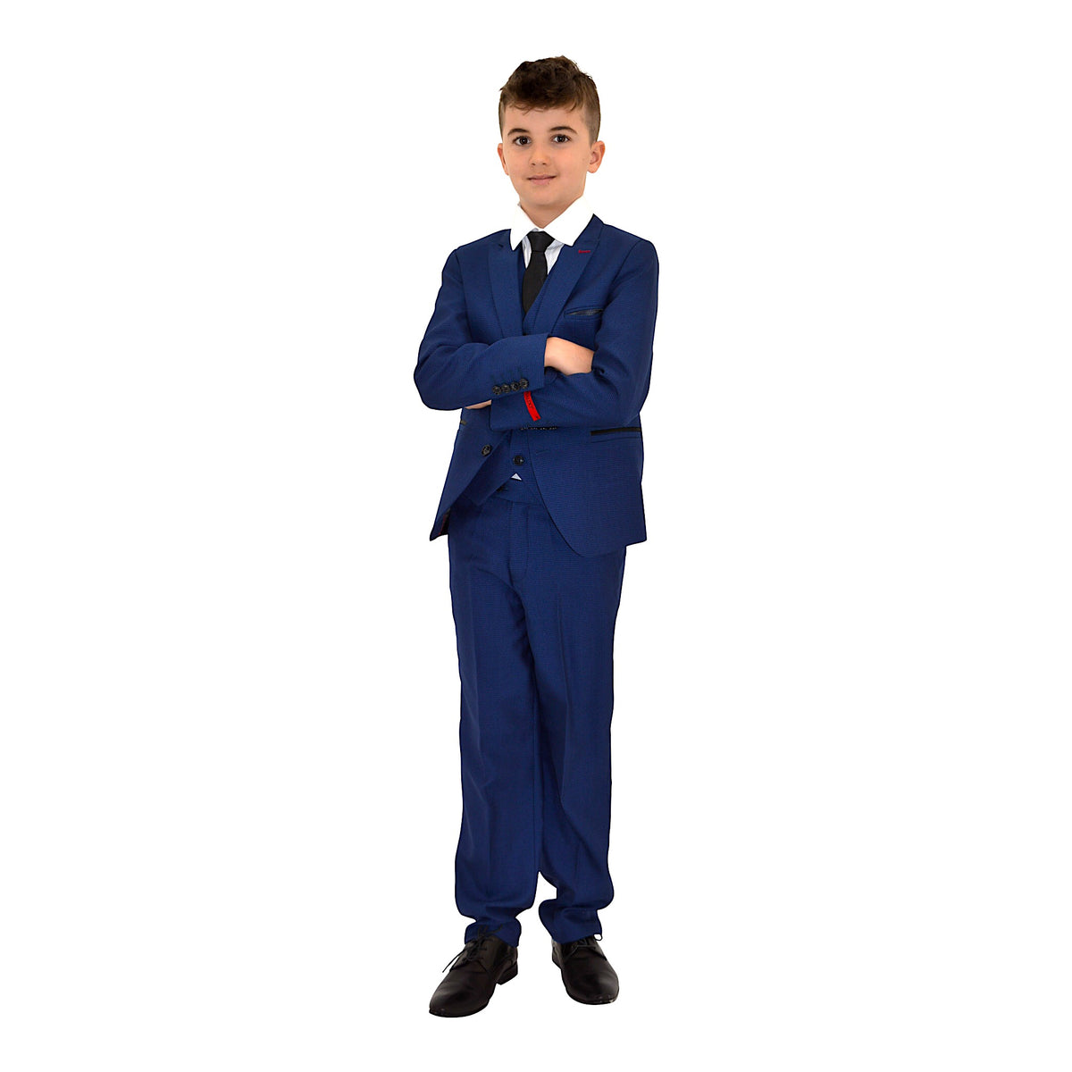 Ronaldo Blue Textured Designer Skinny Grad  5 pc Suit
