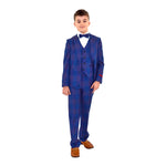 Ronaldo Blue Purple Plaid Designer Skinny Grad  5 pc Suit