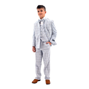 Ronaldo Summer Blue Plaid Designer Skinny Grad  5 pc Suit