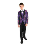 Ronaldo Purple Floral Designer Skinny Grad  5 pc Suit
