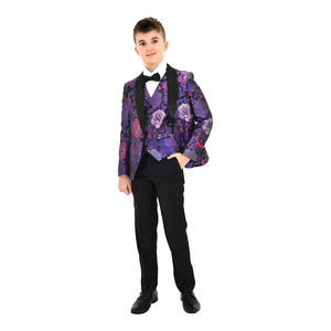 Ronaldo Purple Floral Designer Skinny Grad  5 pc Suit