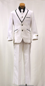 Paparazzi Boys 5 pc Suit White with Black Trim