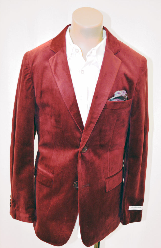 Boys Designer Single-Breasted Velvet Blazer Jacket