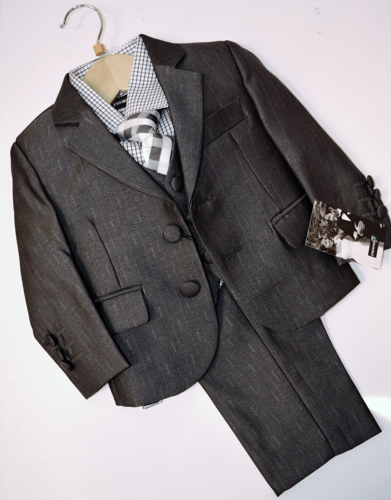 Pewter Two-Button Metallic Suit