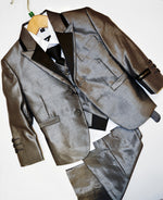 2 Button Grey Suit w/ Black Satin Detail