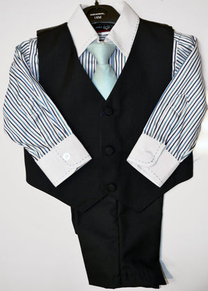 Boys Navy Blue 4 pc Vest Set