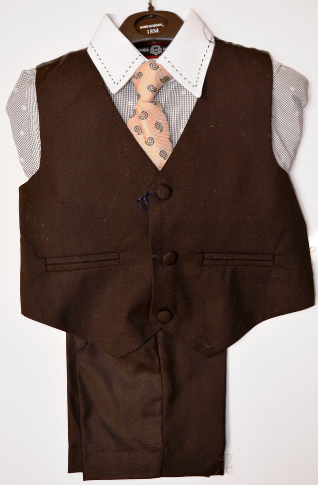 Boys Black 4 pc Vest Set