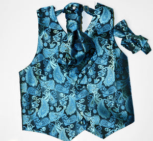 Blue Paisley Paparazzi Tuxedo Vest Set