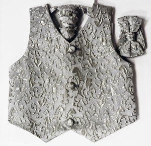 Grey Paisley Paparazzi Tuxedo Vest Sets