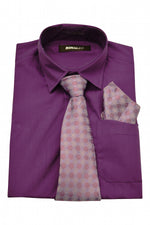 Ronaldo 3 pc Deep Purple Shirt Set