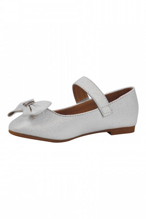 Little Girls Sparkly Flats in White