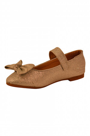 Little Girls Sparkly Flats in Gold