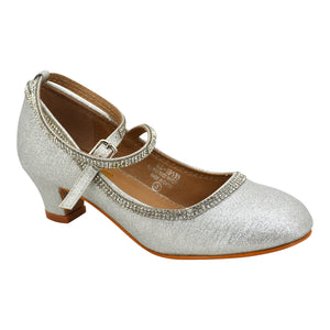 Girl Silver Diamond Communion Heel