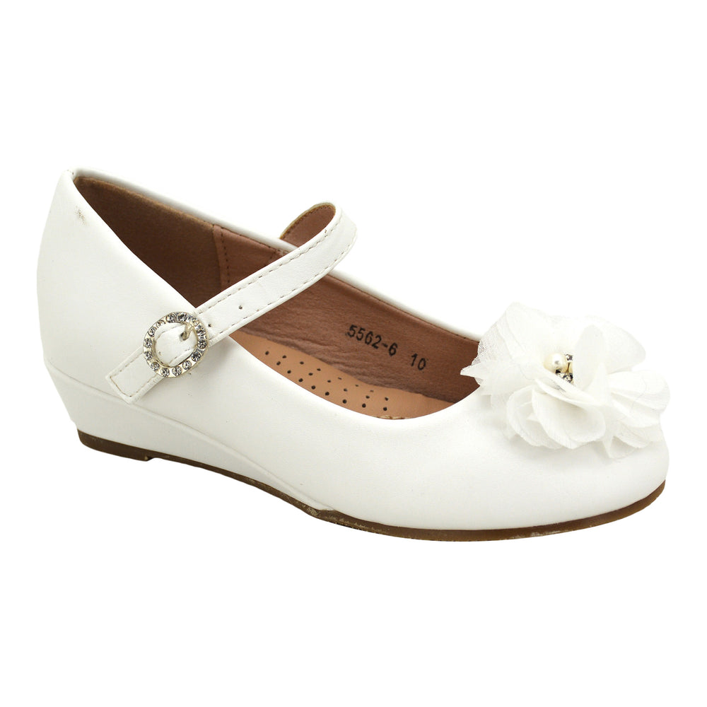 Girl White Pearl Wedge