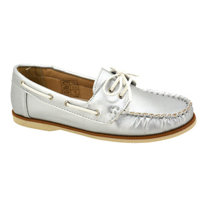 Silver Leather Deck Loafers