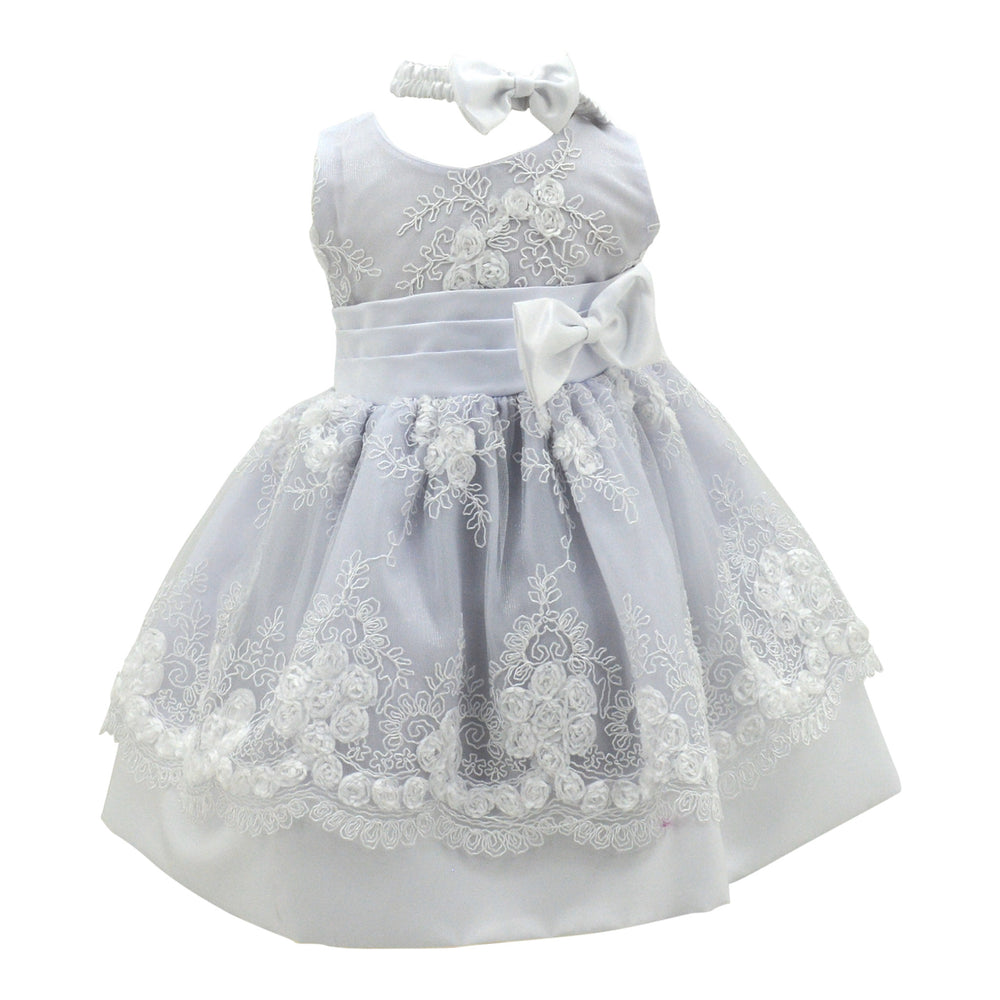 Baby Dress in Diamond Lace White