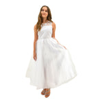 Paparazzi White Lace Communion Dress with Embellished diamond waist