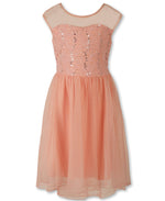 Designer Sequence Dress in Blush Peach