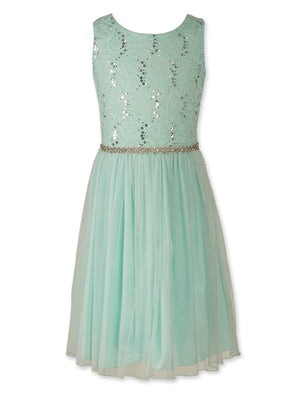 Designer Sequence Dress In Spring Mint