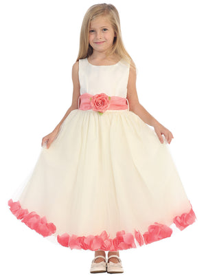 Ashley Dress with Coral Petals and Sash