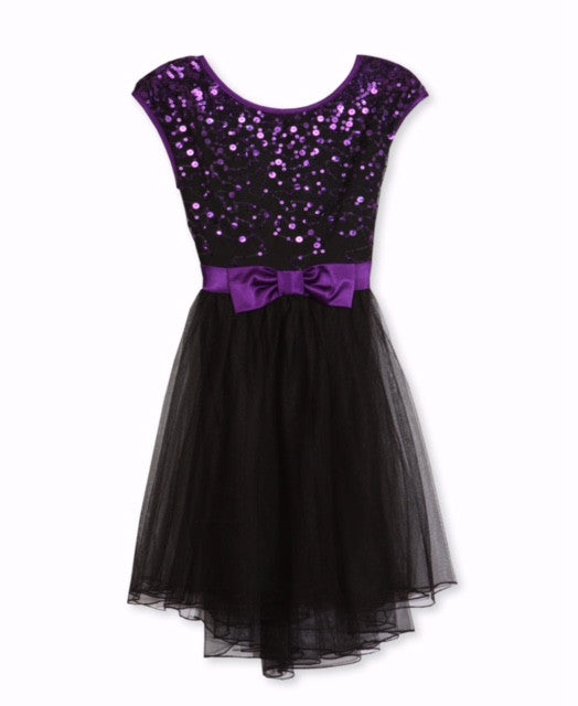 Designer Sequence Dress in Purple and Black