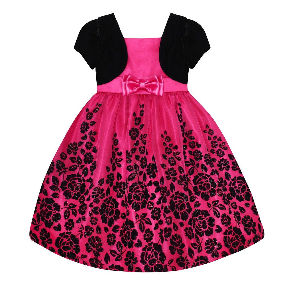 Paparazzi Dress in Black Velvet and Hot Pink