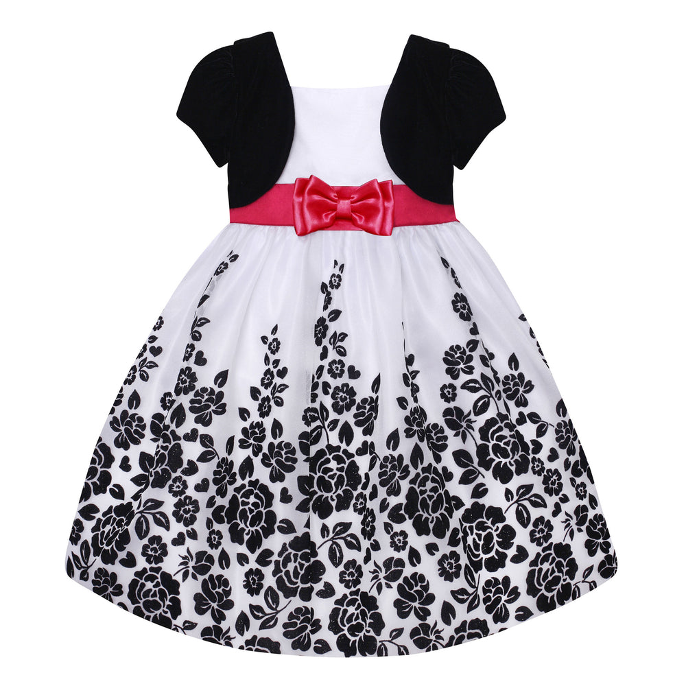 Paparazzi Dress in Black Velvet and White