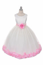 Ashley Dress with Pink Petals and Sash