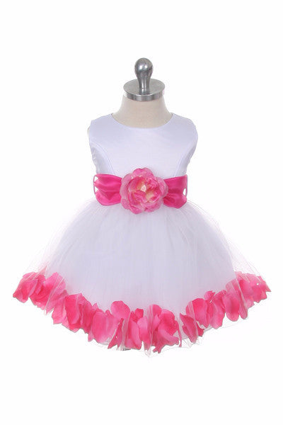 Ashley Baby Dress with Pink Petals and Sash
