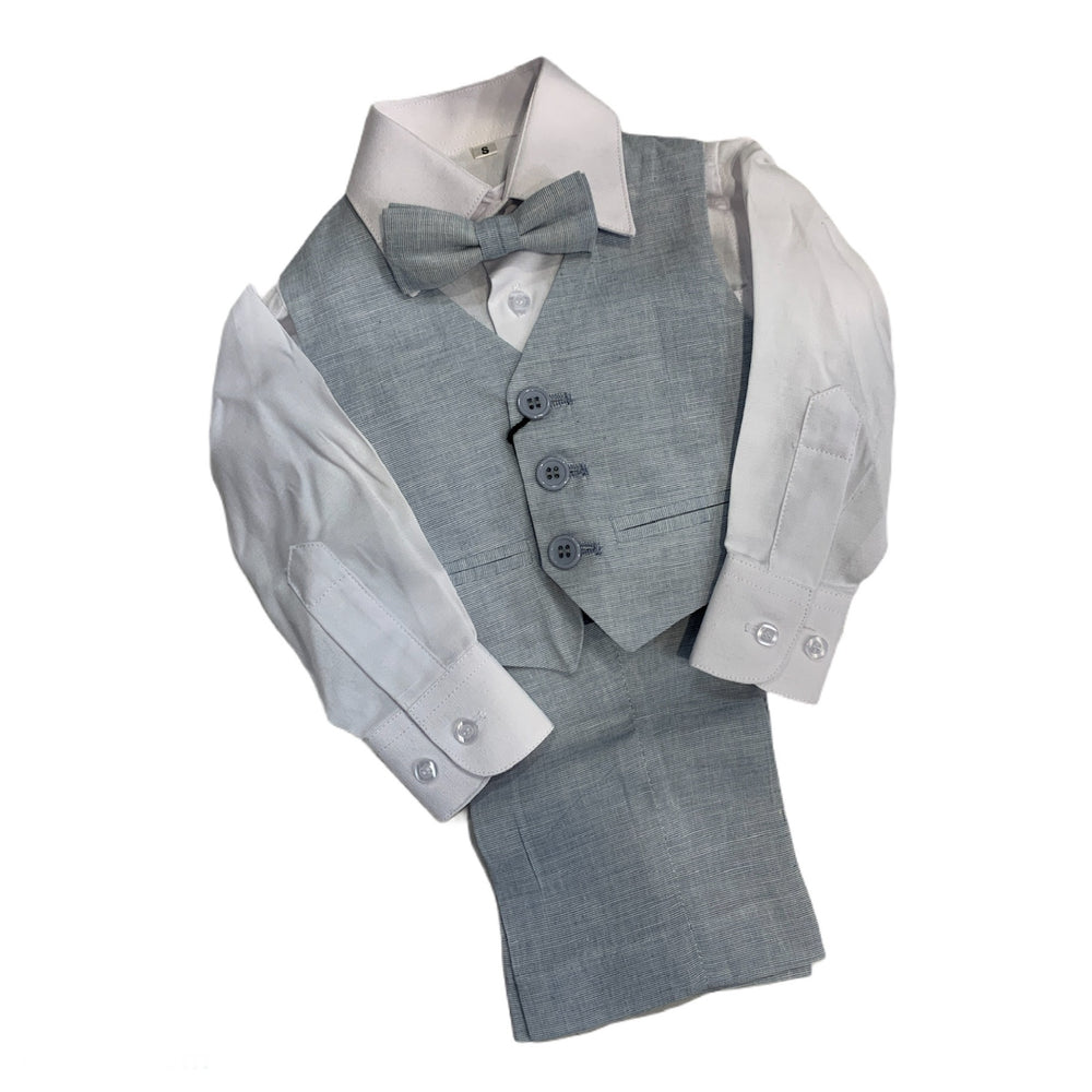 Paparazzi Sky Blue Linen Boys 4 pc Vest Set