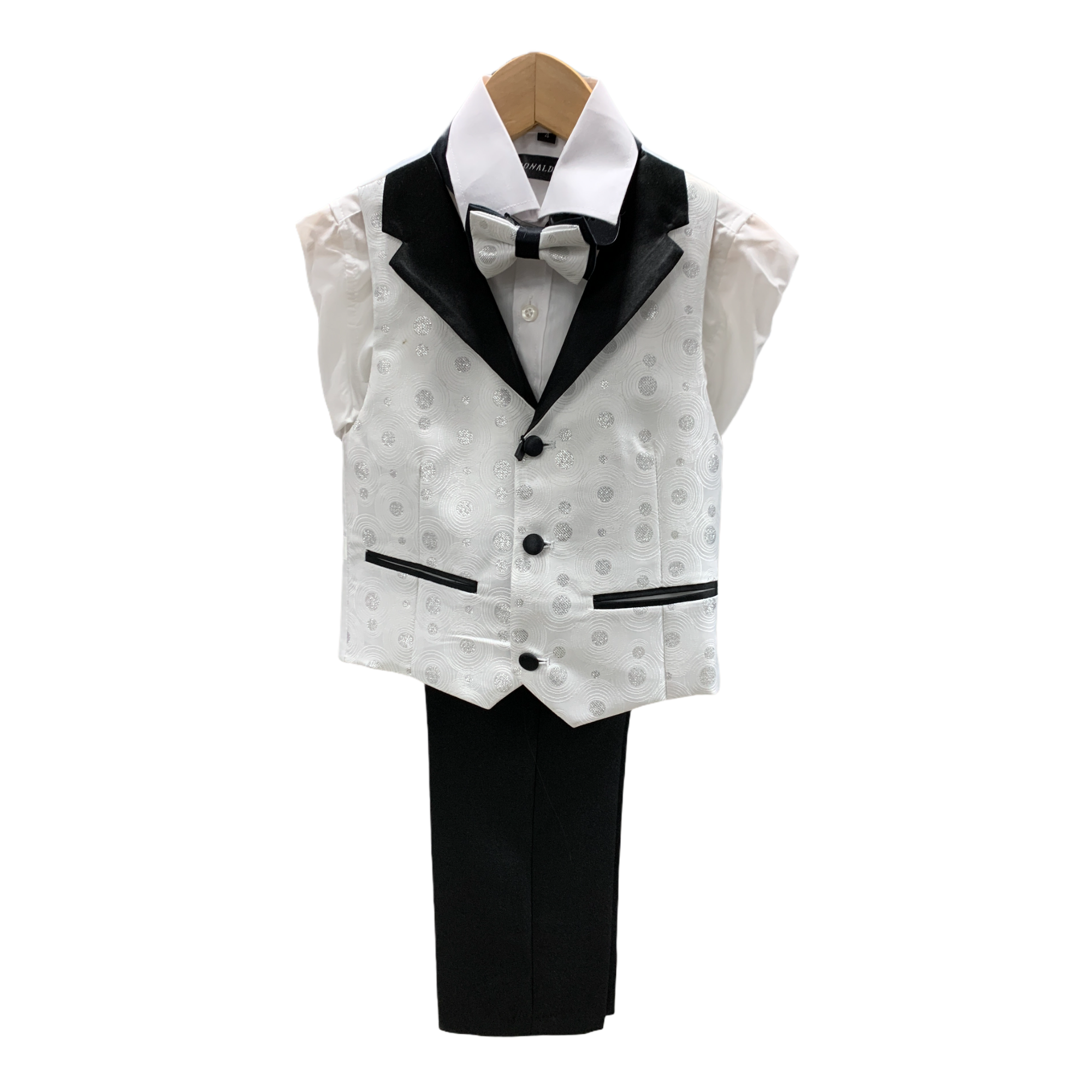 Ronaldo White and Printed Boys 4 pc Vest Set