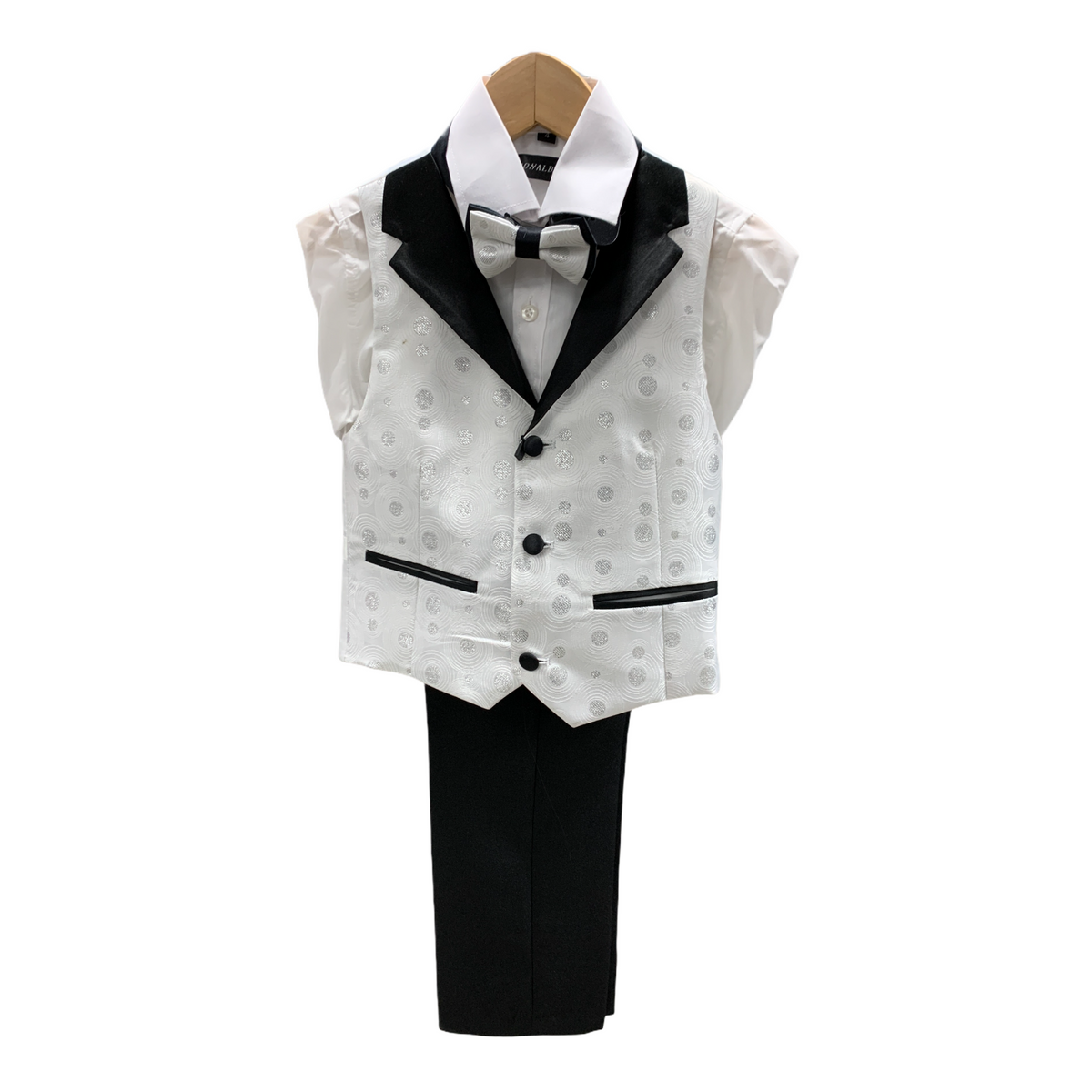 Ronaldo White and Printed Boys 4 pc Vest Set