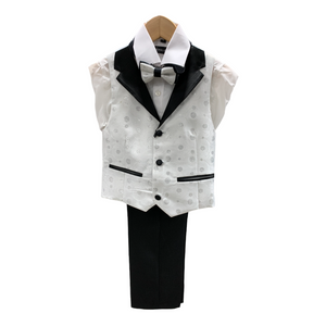 Ronaldo White and Printed Boys 4 pc Vest Set