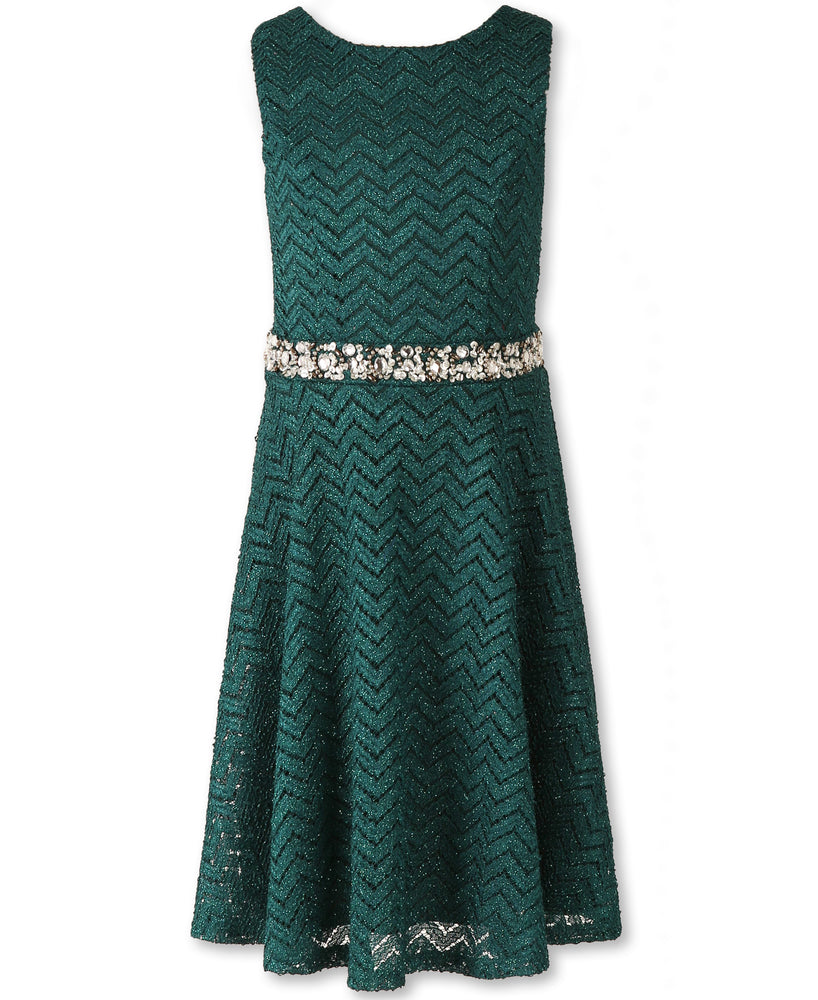 Designer Sequence Dress in Emerald Green