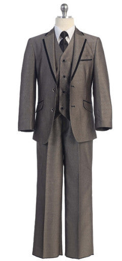 5 Piece Suit in Beige with Black Trim