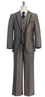 5 Piece Suit in Beige with Black Trim