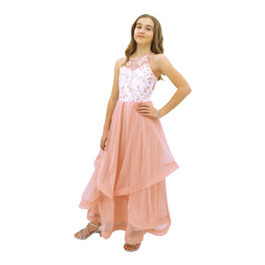 Paparazzi Designer Sequence Dress in Blush Pink and White