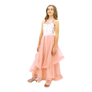 Paparazzi Designer Sequence Dress in Blush Pink and White