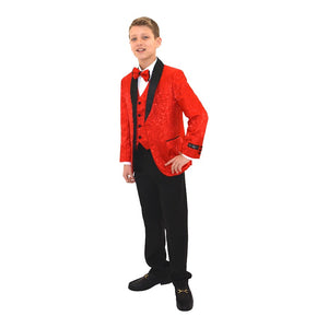 Ronaldo Designer Red and Black Trim Tuxedo Suit