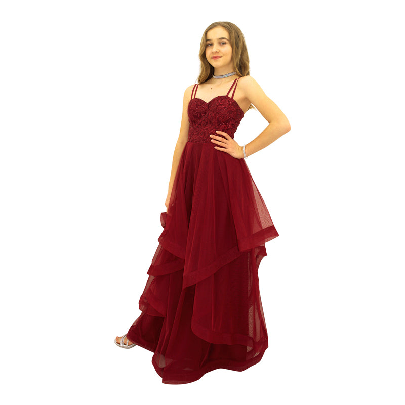 Couture Burgundy Sequins Full length Gown