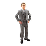 Ronaldo Sand Plaid Skinny Designer Slim 5 pc Suit