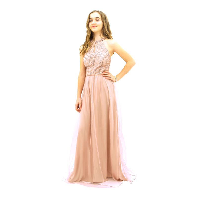 Paparazzi Couture Sequence Full length dress in Blush Pink