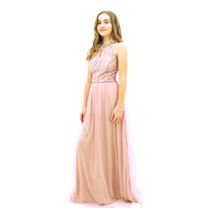 Paparazzi Couture Sequence Full length dress in Blush Pink